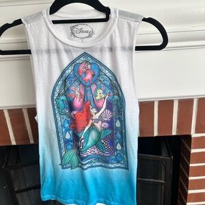 Disney White and Blue Mermaid Tank Top